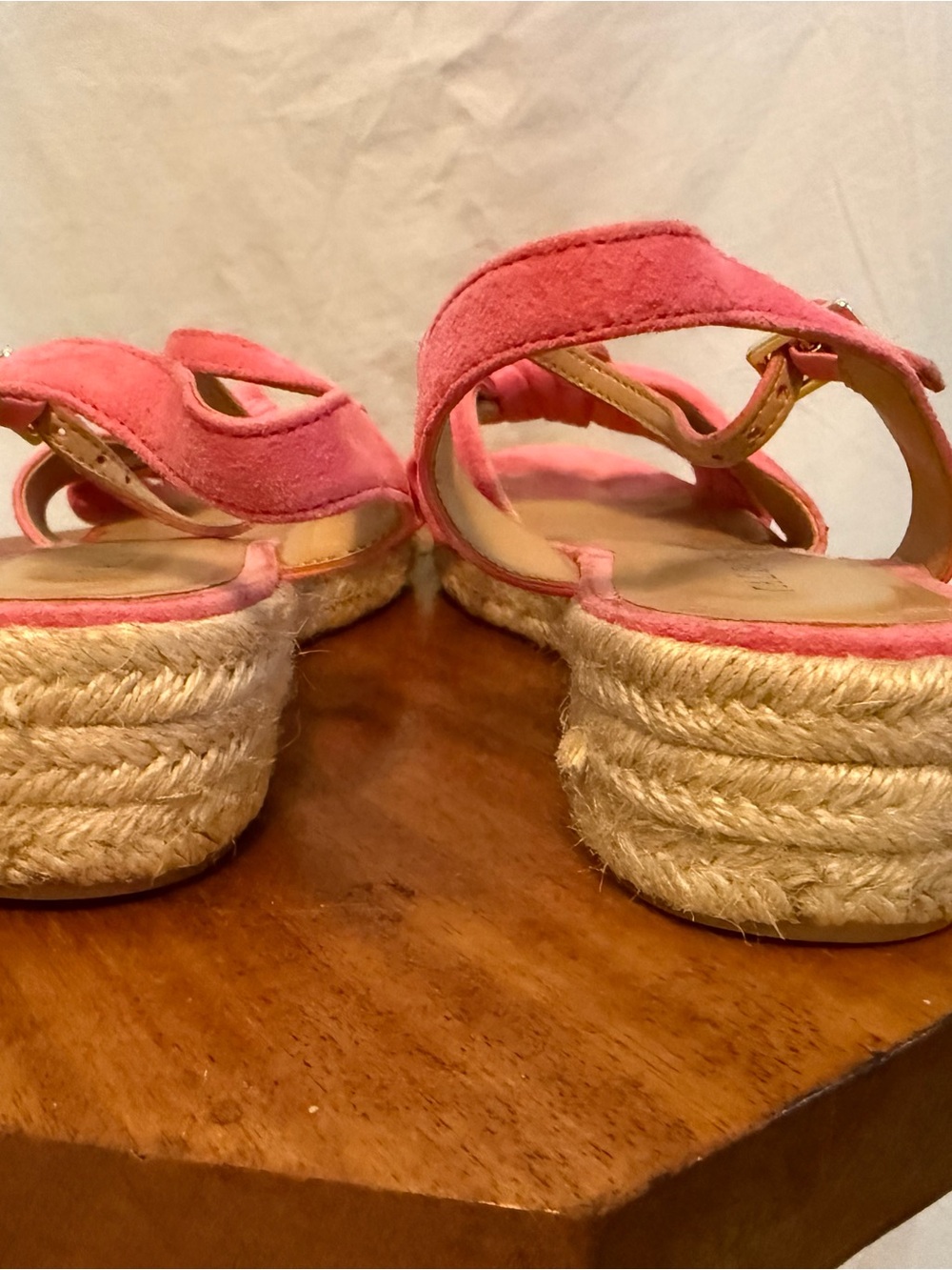 Talbots Pink Knotted Suede Wedge Sandals - Picture 4 of 8